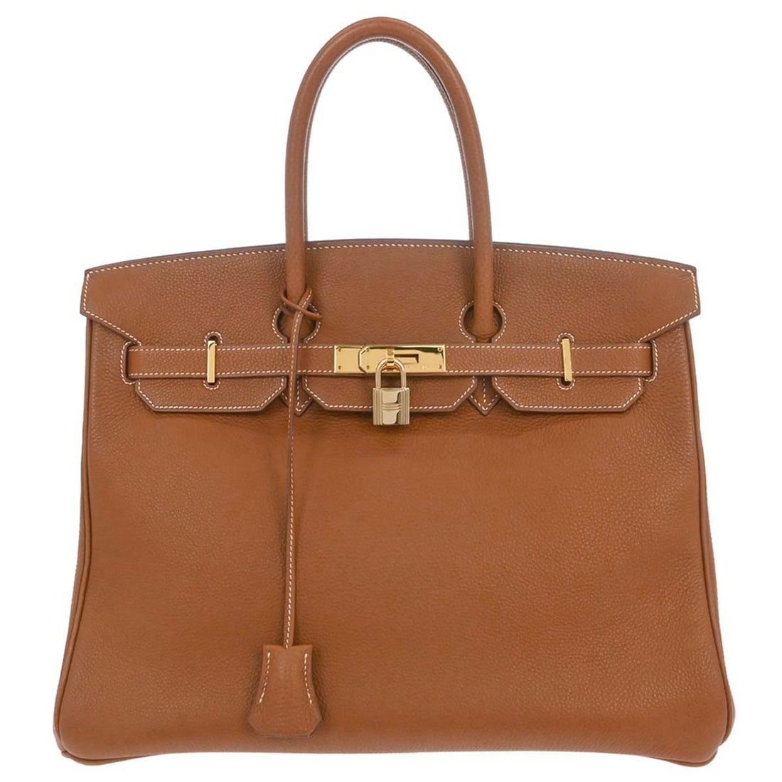 Hermes Birkin 35 Gold Togo Leather Satchel Bag France: Hermes Birkin 35 Gold Togo Leather Satchel Bag France Hermes Birkin 35 handbag in Gold Togo leather, designed in a satchel/top handle style with double handles and a turnlock closure. It features a lo