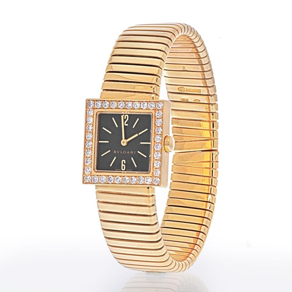 Tubogas Quadrato 22mm Diamond Bezel Ladies Watch in 18K Yellow Gold by Bvlgari (1 of 2)