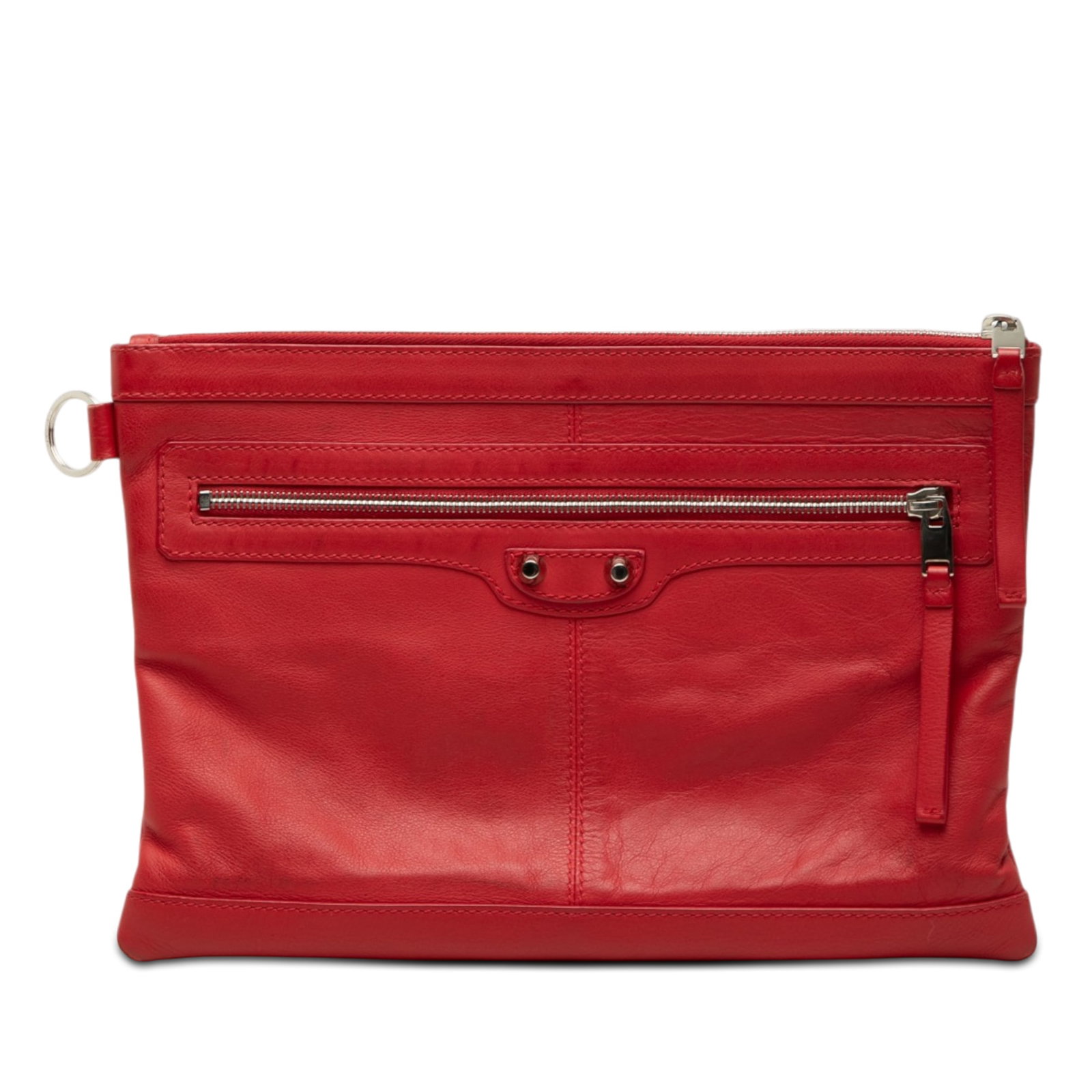 Balenciaga Classic Clip M Motocross Lambskin Leather Clutch