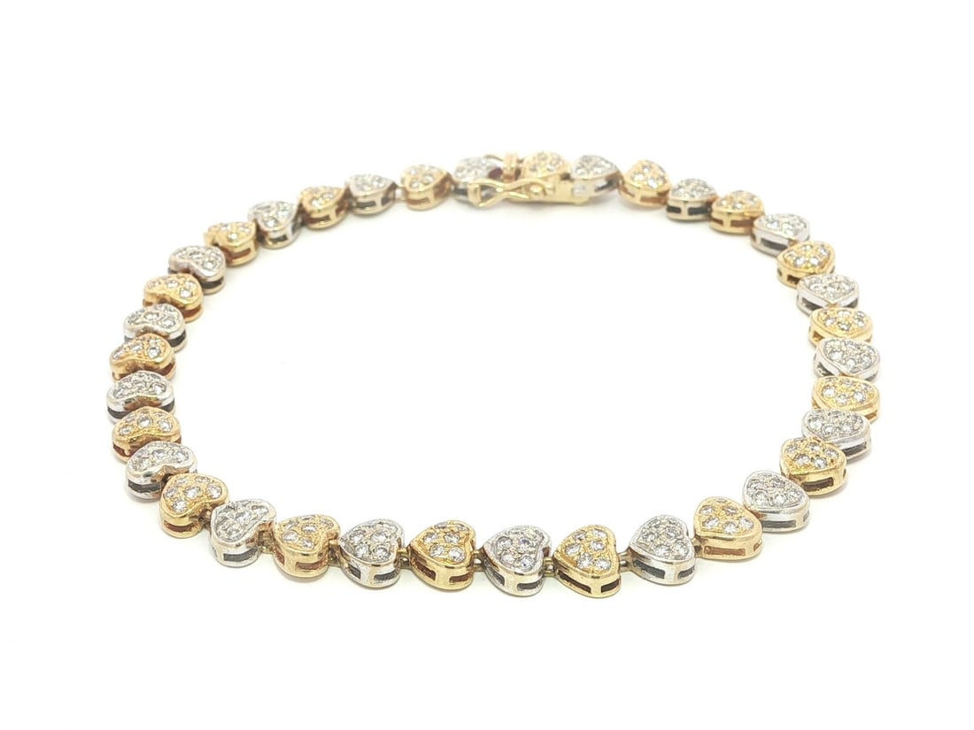 Diamond Heart Link Tennis Bracelet in 18k Yellow Gold 1.10ctw 7 Inch (1 of 8)