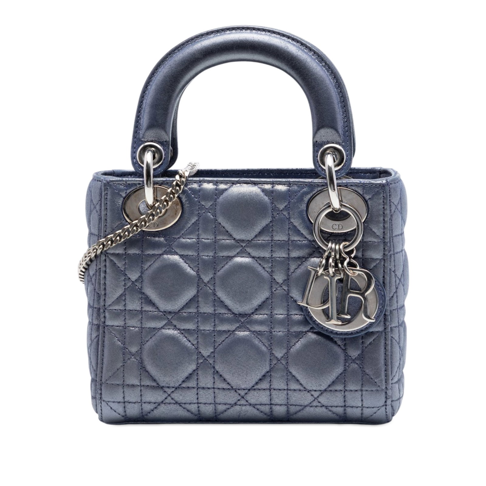 Dior Lady Dior Mini bag in blue iridescent lambskin leather (1 of 6)
