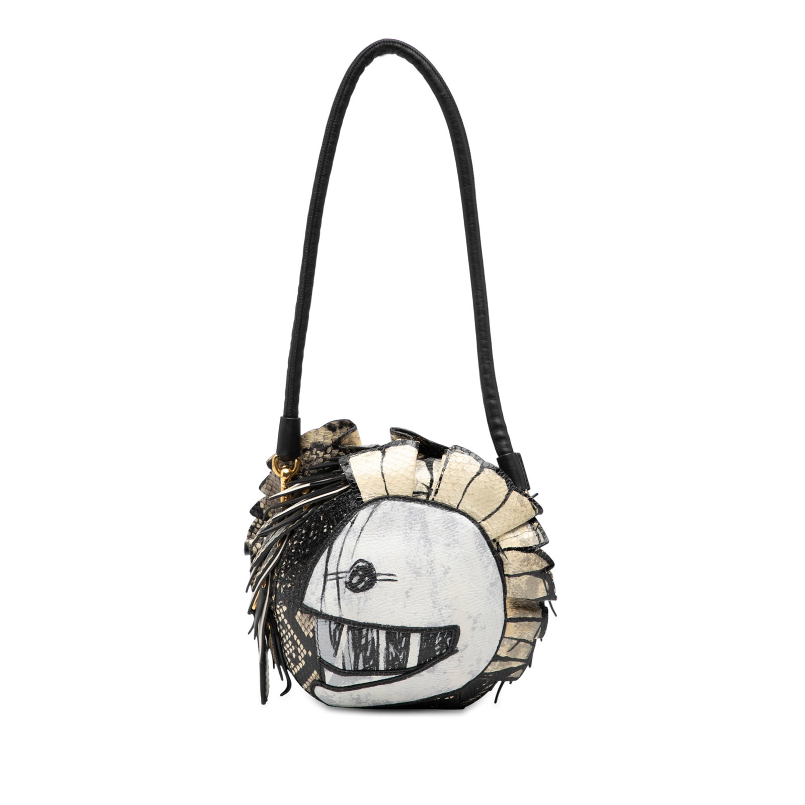 Burberry Pallas Helmet Croc Embossed Leather White Shoulder Bag (1 of 8)