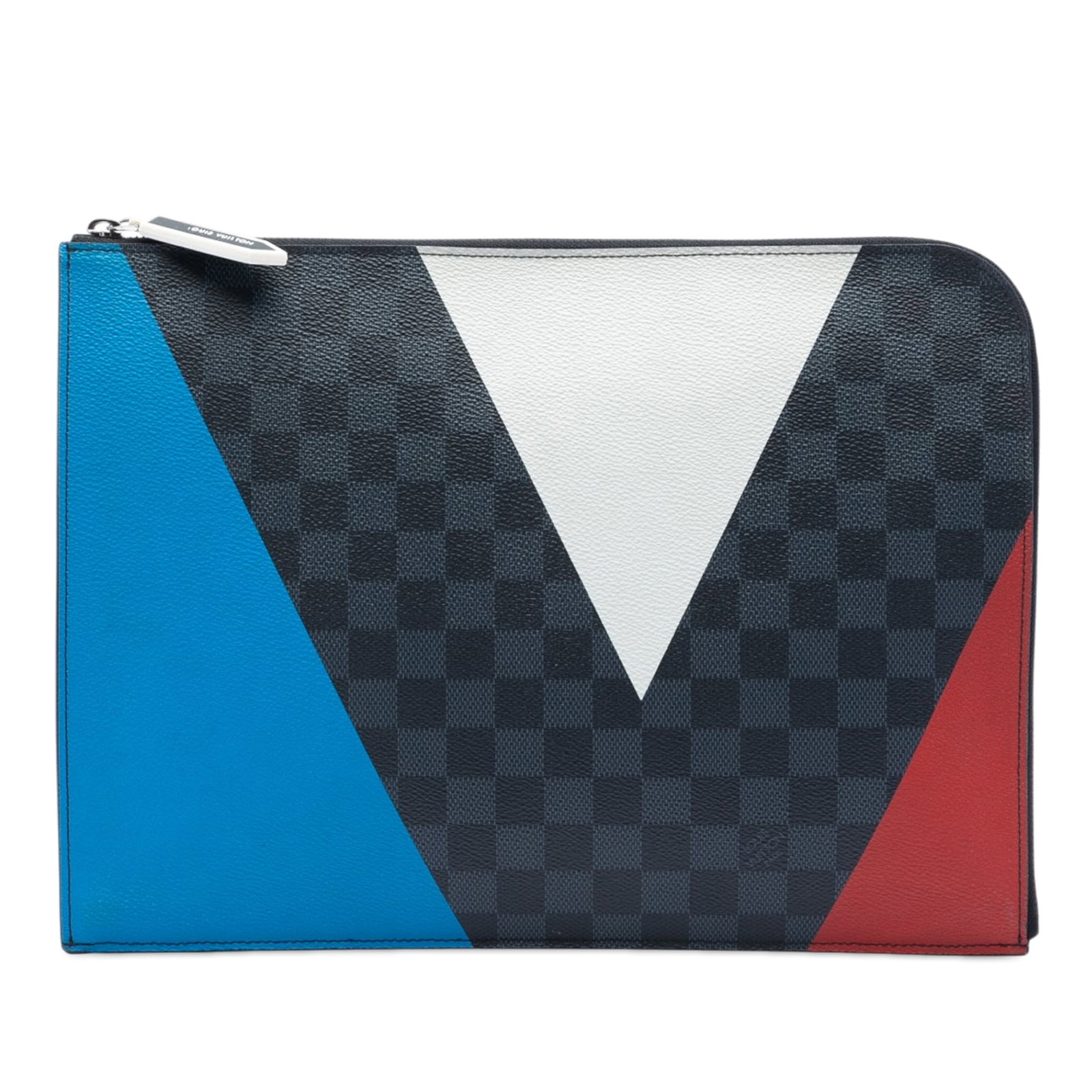 Louis Vuitton Pochette Jour GM Damier Cobalt Americas Cup Clutch: Louis Vuitton Pochette Jour GM Damier Cobalt Americas Cup Clutch This Louis Vuitton Pochette Jour GM is crafted in printed Damier Cobalt canvas with a top zip closure and an interior slip pocket. It i