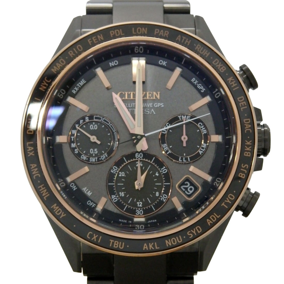 Citizen Attesa ACTLine CC4074-61W F950 mens titanium wristwatch Japan: Citizen Attesa ACTLine CC4074-61W F950 mens titanium wristwatch Japan Citizen Attesa ACTLine Black Titanium Series men's wristwatch, model CC4074-61W, made in Japan. It features a titanium constructio