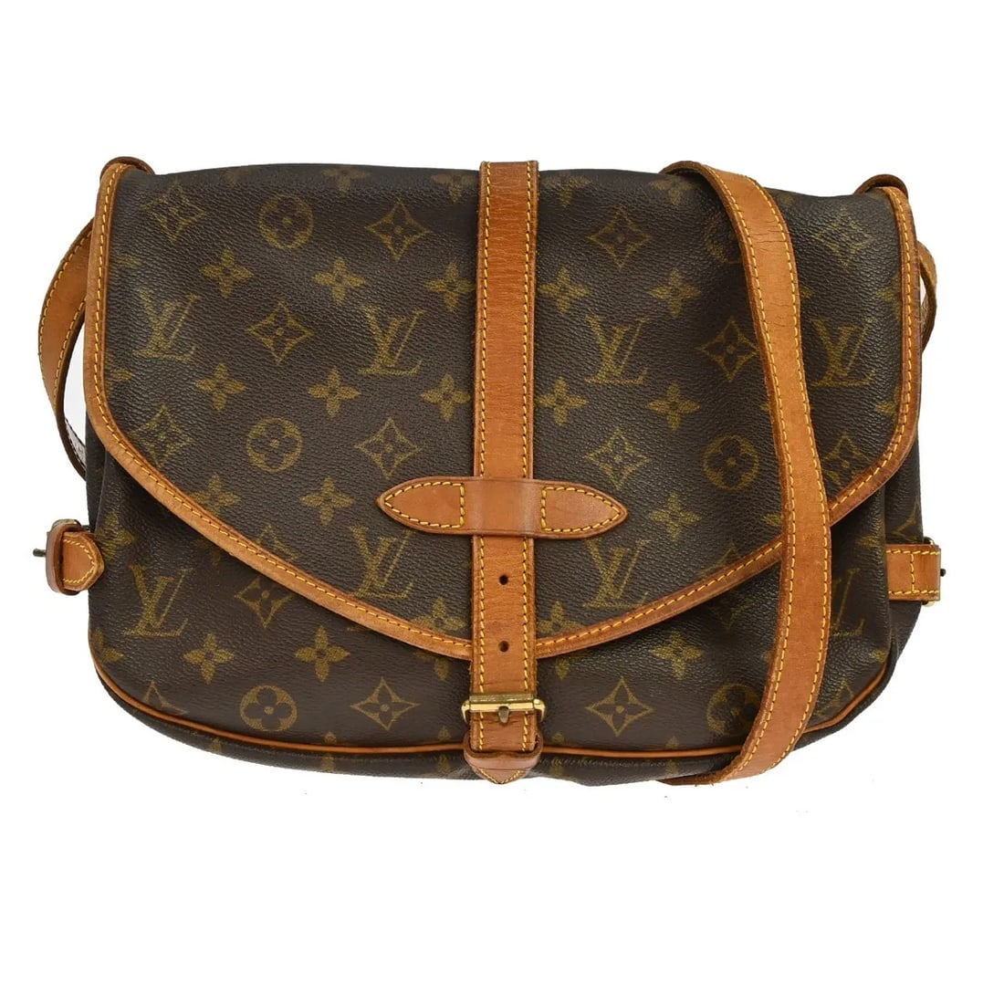 Louis Vuitton Saumur Brown Canvas Shoulder Bag: Louis Vuitton Saumur Brown Canvas Shoulder Bag Louis Vuitton Saumur Monogram shoulder bag in brown canvas, designed as a unisex model. It was made in France and measures 29 cm x 23 cm x 12 cm. The bag