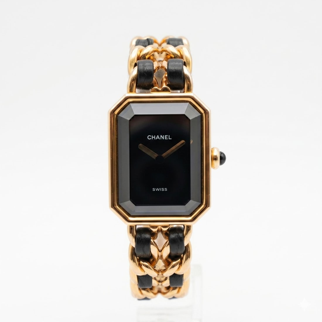 CHANEL H0001 Gold Plated Quartz Ladies Wristwatch Black Dial (1 of 5)