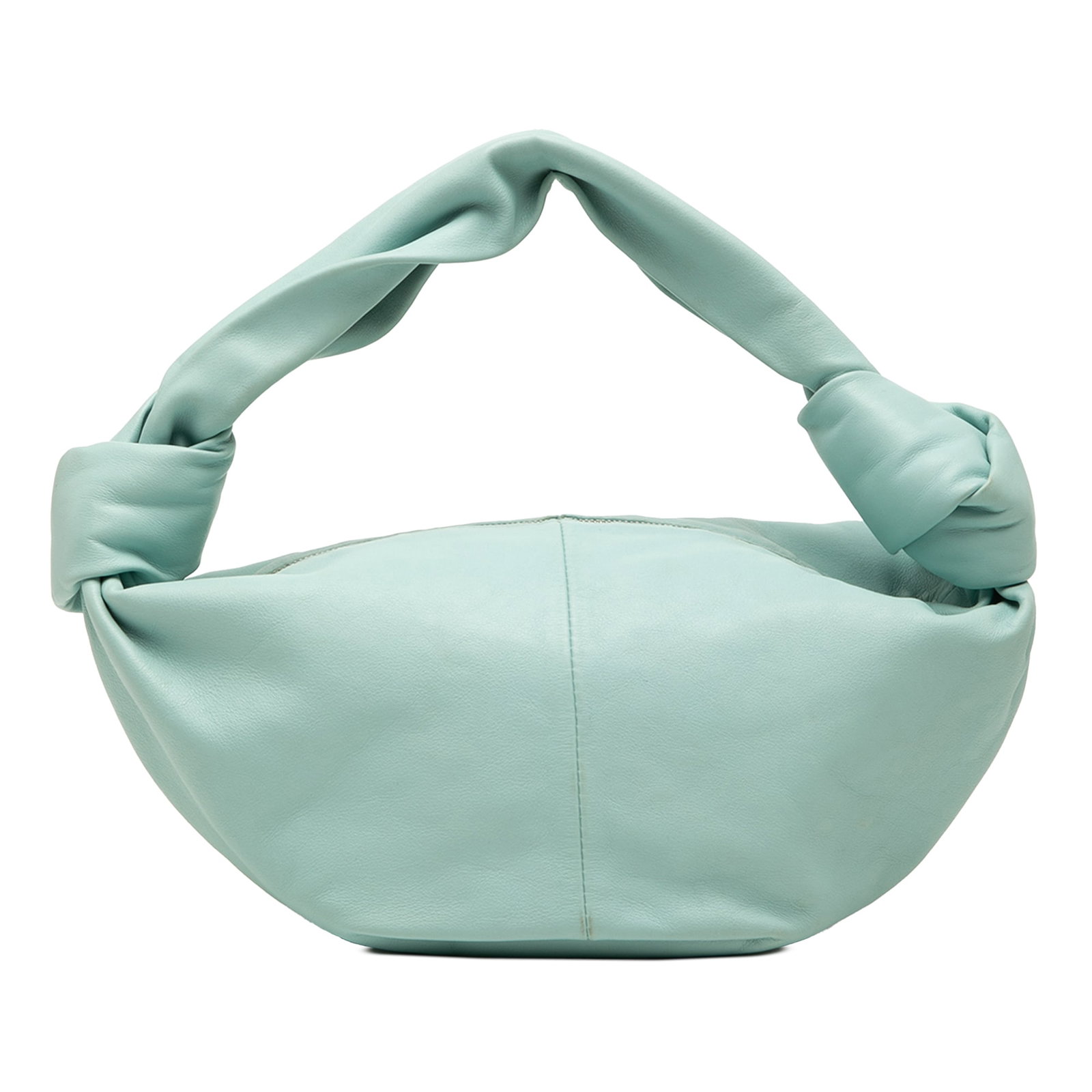 Blue Leather Zip Top Bag Bottega Veneta Double Knot (1 of 6)