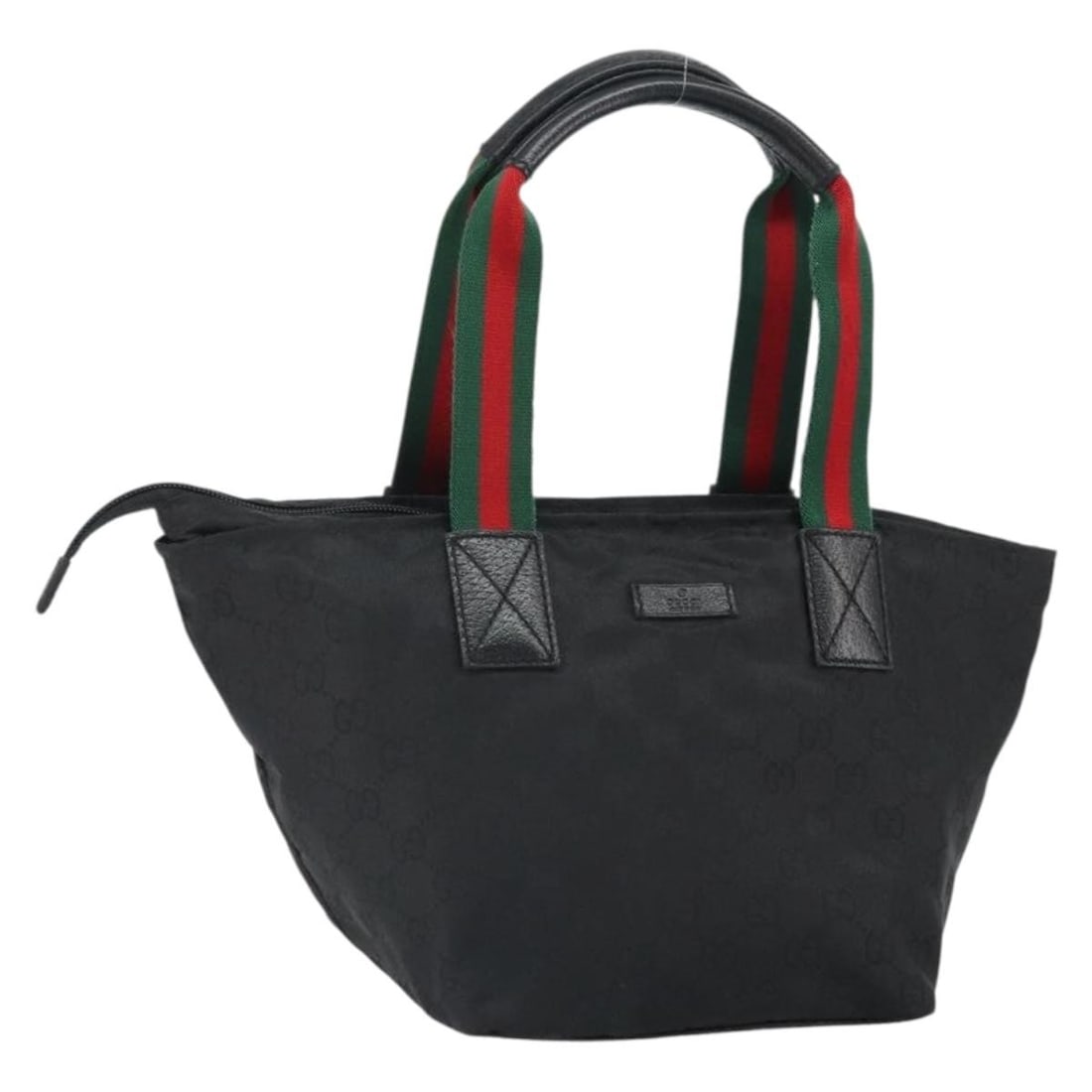 Gucci 131228 Sherry Web GG Canvas Nylon Handbag Black Silver: Gucci 131228 Sherry Web GG Canvas Nylon Handbag Black Silver Gucci Sherry Line handbag in black nylon with GG canvas trim and silver-tone accents. Made in Italy, this women's handbag shows reasonable 