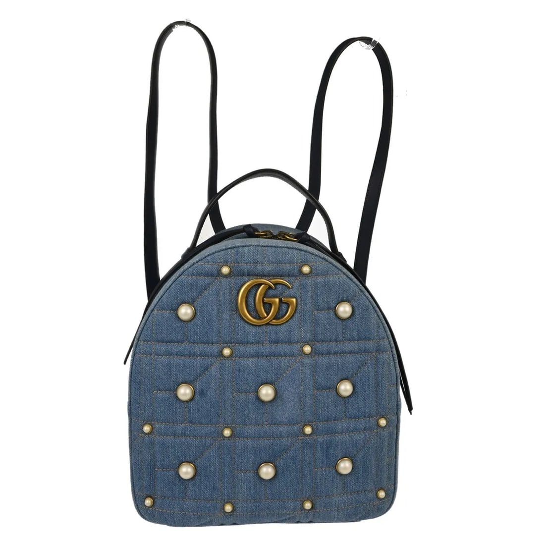 Gucci Backpack Blue Denim Women's Bag Made in Italy