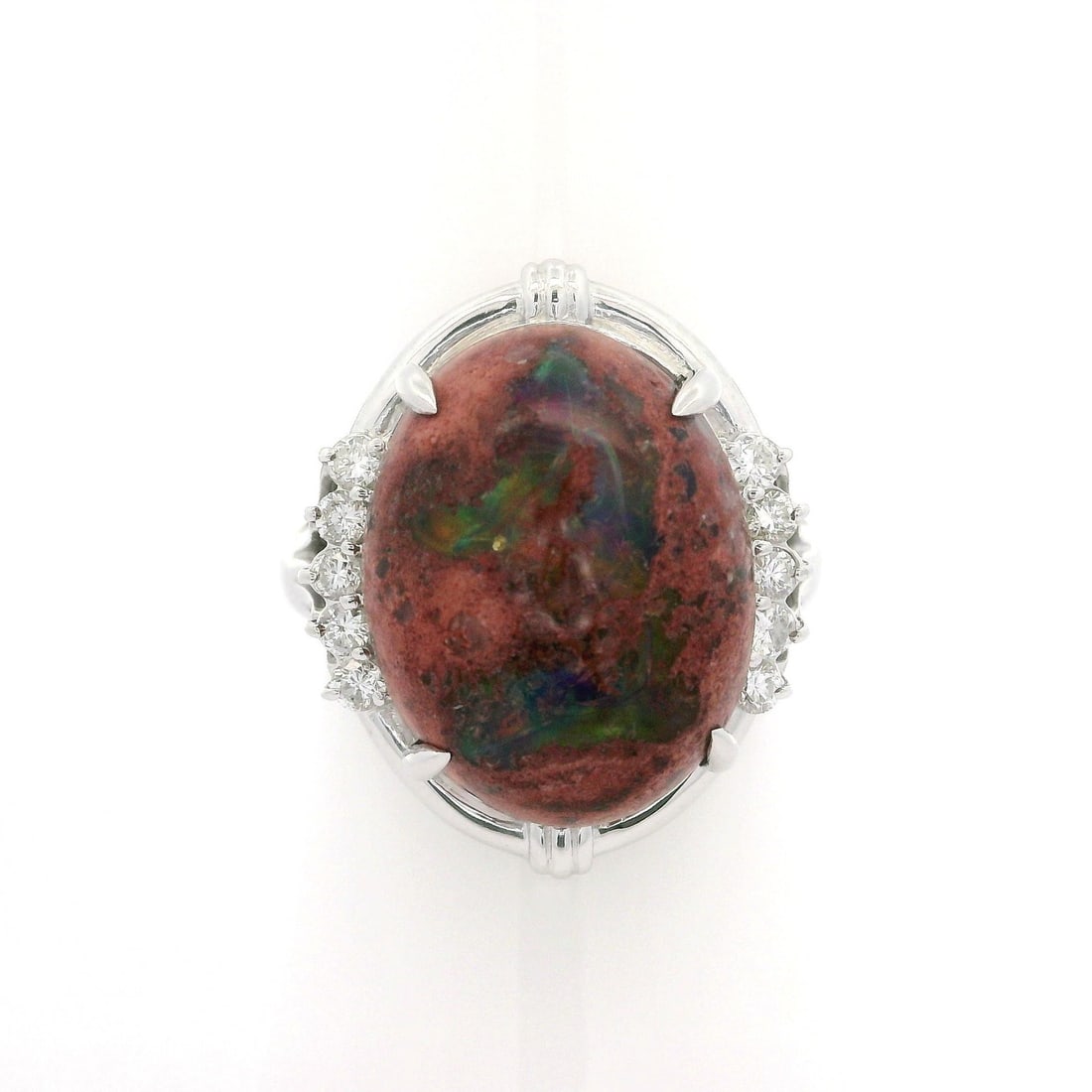 Platinum 12.21ctw Fire Opal Diamond Cocktail Ring (1 of 5)