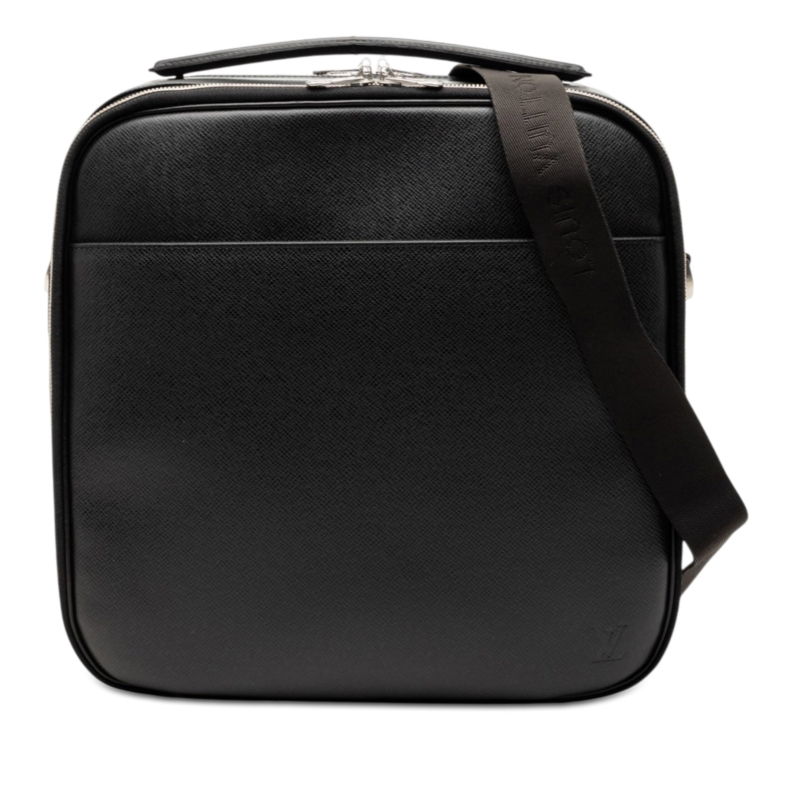 Louis Vuitton Taiga Tura Black Leather Bag with Pouch: Louis Vuitton Taiga Tura Black Leather Bag with Pouch This Louis Vuitton Taiga Tura bag is crafted from black taiga leather and features a flat leather top handle, an adjustable flat strap, and a two-