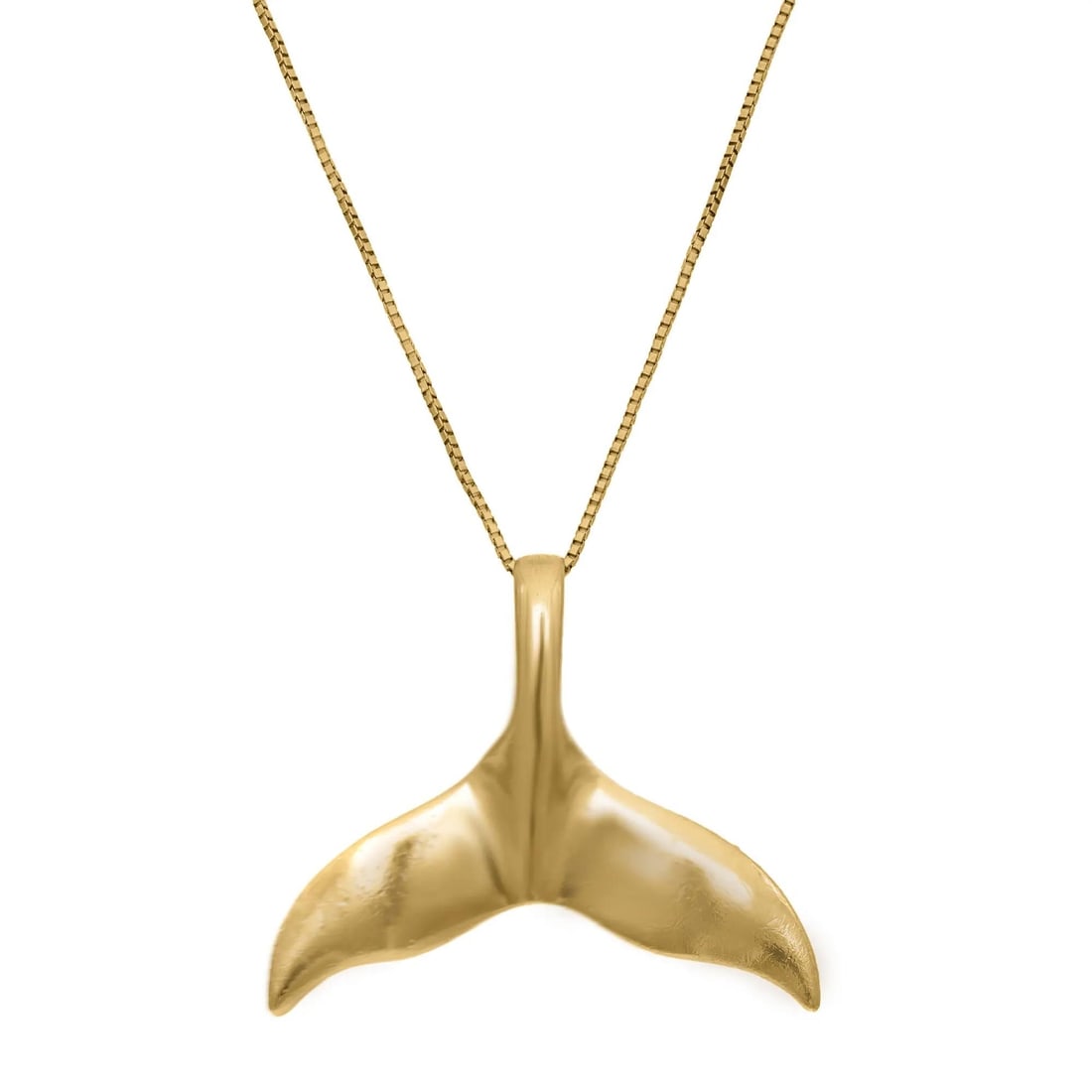 Rachel Koen 14K Yellow Gold Whale Tail Pendant Necklace 19 Inches (1 of 4)