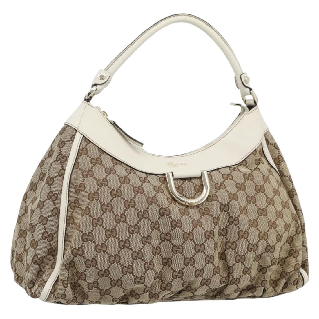 Gucci Abbey GG Canvas Shoulder Bag 189833 Beige Gold: Gucci Abbey GG Canvas Shoulder Bag 189833 Beige Gold Gucci Abbey shoulder bag in beige and gold GG canvas with a shoulder strap and included dust bag. Made in Italy, this women's bag shows reasonable 