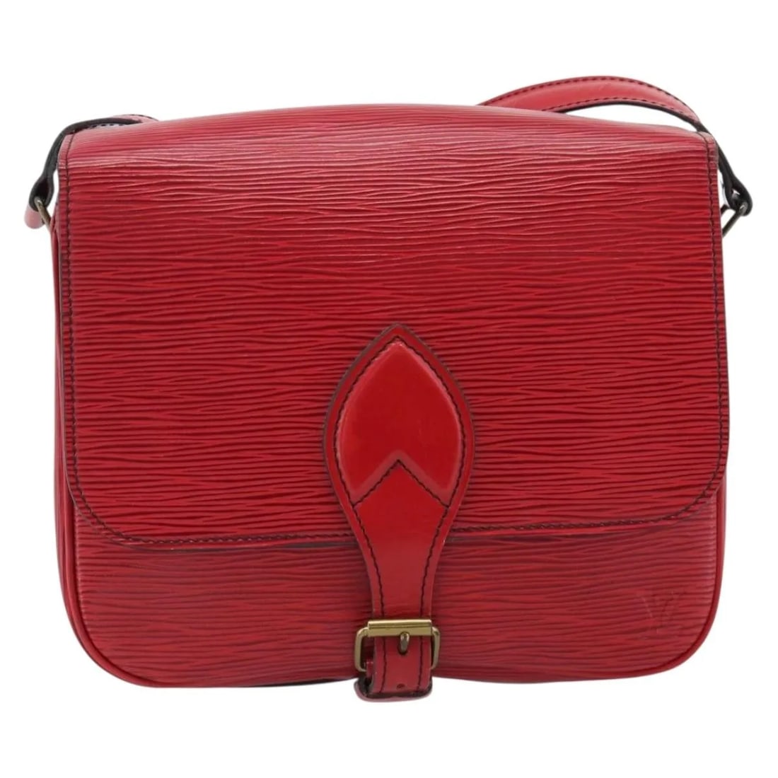Louis Vuitton Cartouchiere Red Leather Shoulder Bag: Louis Vuitton Cartouchiere Red Leather Shoulder Bag Louis Vuitton Cartouchiere in red leather. This shoulder bag is made in France and remains in good overall condition. Noted wear includes an out-of-