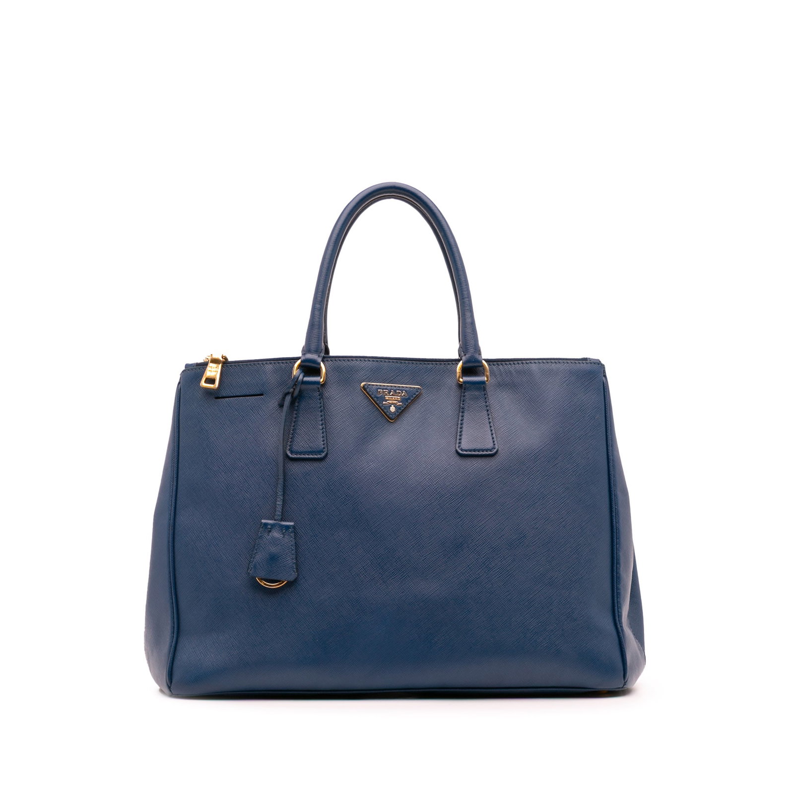 Prada Large Blue Saffiano Lux Galleria Double Zip Tote Bag: Prada Large Blue Saffiano Lux Galleria Double Zip Tote Bag The Prada Large Saffiano Lux Galleria Double Zip Tote is a stylish and practical accessory crafted from premium saffiano leather. This spacio