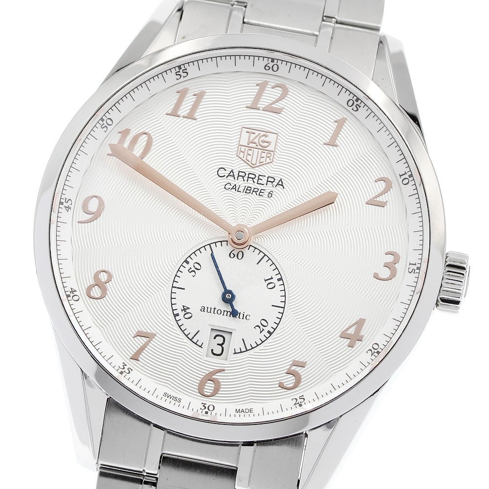 TAG Heuer Carrera Calibre 6 Date Wristwatch Ref WAS2112.BA0732: TAG Heuer Carrera Calibre 6 Date Wristwatch Ref WAS2112.BA0732 Pre-owned TAG Heuer Carrera Caliber 6 men's wristwatch, reference WAS2112.BA0732, made in Switzerland. It features a stainless steel case