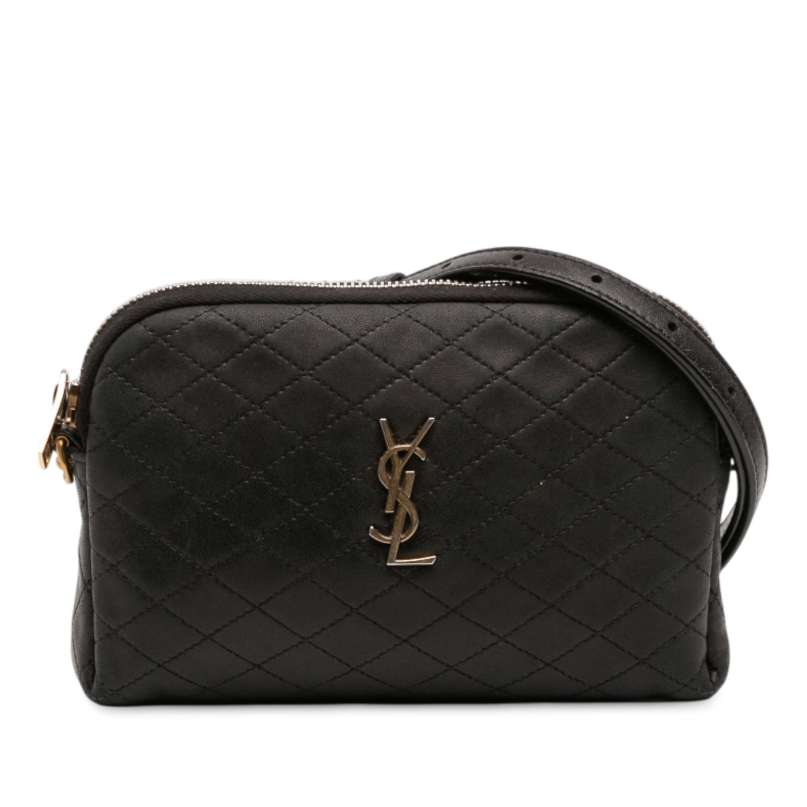 Mini Gaby Black Quilted Lambskin Crossbody by Saint Laurent