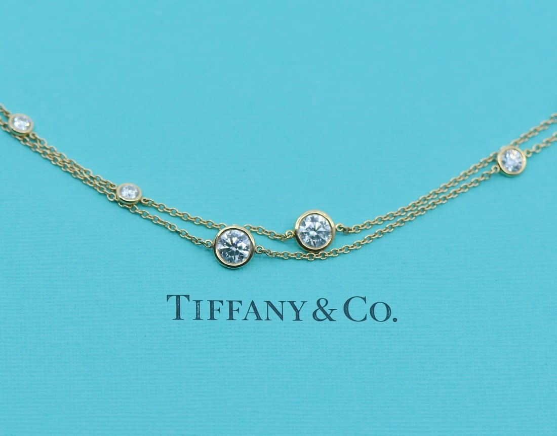 Tiffany & Co Elsa Peretti 4.79 CTW 18K Rose Gold Diamond Necklace: Tiffany & Co Elsa Peretti 4.79 CTW 18K Rose Gold Diamond Necklace This exquisite Tiffany & Co. Elsa Peretti Diamond By Yard necklace features a stunning design crafted in 18K rose gold. With a total d