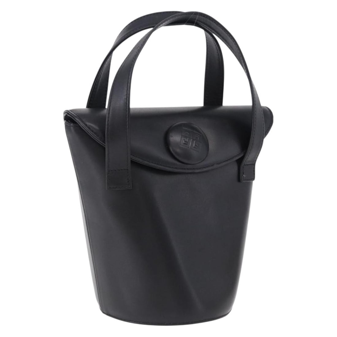 Black Leather Givenchy Handbag with Gold Tone Accents: Black Leather Givenchy Handbag with Gold Tone Accents A Givenchy leather handbag in black and gold. The bag measures approximately 13 cm wide, 20 cm high, and 13 cm deep, with a handle drop of approxi