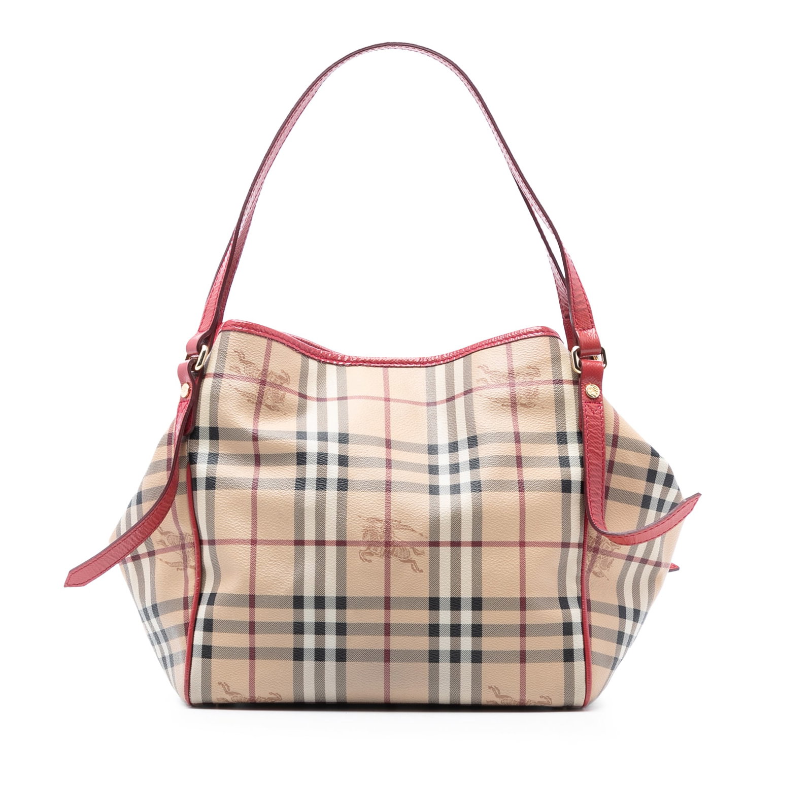 Burberry Canterbury Small Tote in Haymarket Check Coated Canvas with Leather Trim: Burberry Canterbury Small Tote in Haymarket Check Coated Canvas with Leather Trim This Burberry Small Haymarket Check Canterbury Tote showcases the signature check coated canvas with leather trim. It 
