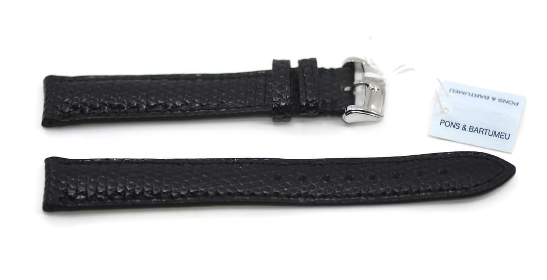 Authentic Zenith Black Leather Two-Piece Watch Strap 15mm