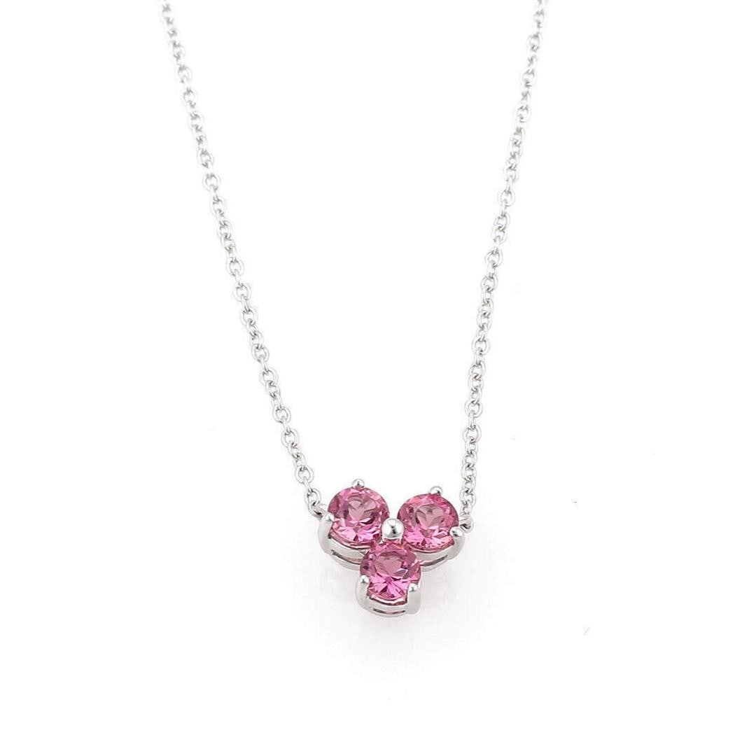 Tiffany & Co. Aria pendant necklace in 18k white gold with pink tourmaline: Tiffany & Co. Aria pendant necklace in 18k white gold with pink tourmaline This Tiffany & Co. Aria pendant necklace is crafted in 18k white gold and features a natural pink tourmaline center stone. Th