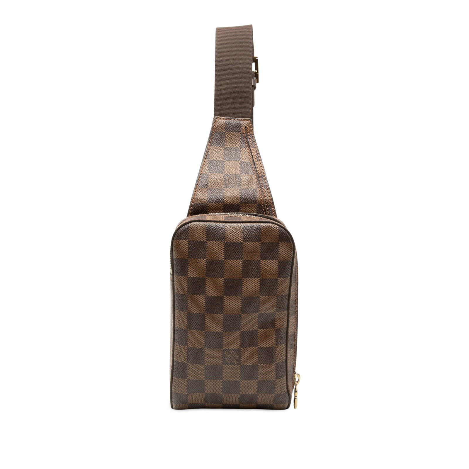 Louis Vuitton Geronimos Damier Ebene crossbody bag: Louis Vuitton Geronimos Damier Ebene crossbody bag This Louis Vuitton Damier Ebene Geronimos bag features the iconic Damier canvas body in brown, complemented by an adjustable flat strap and a top zip