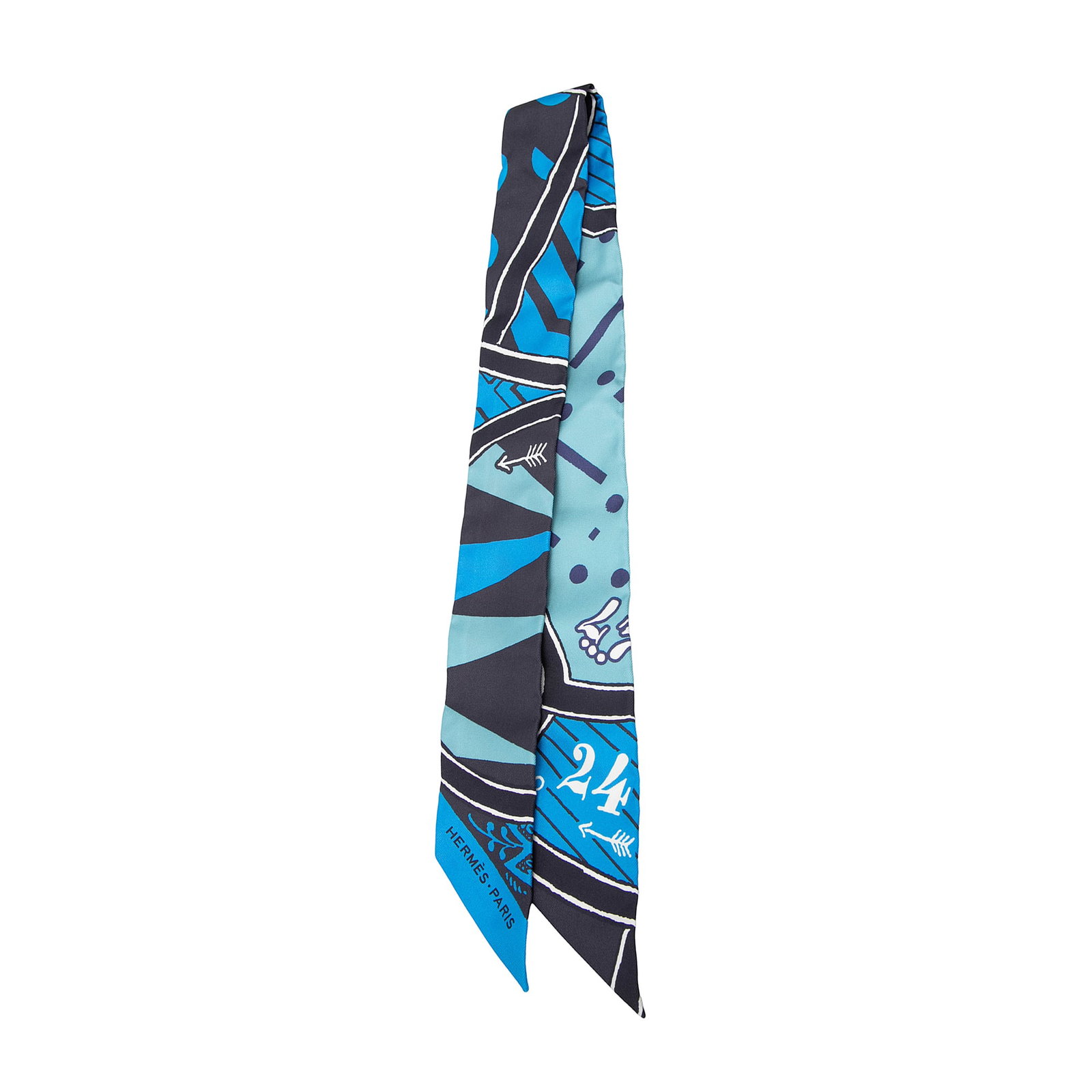 Hermes blue silk Jeu de Soie Uniforme twilly (1 of 6)