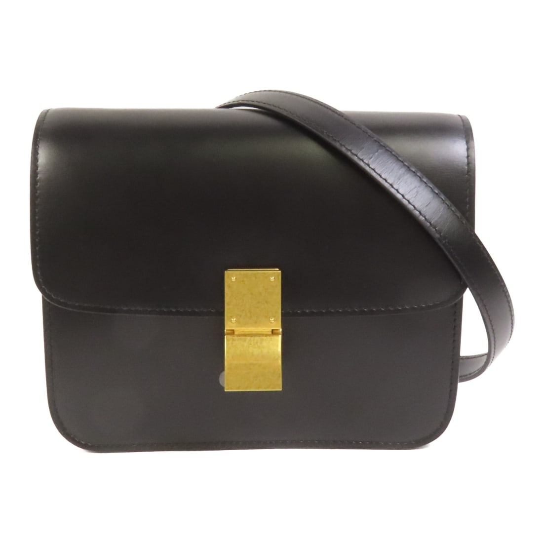 CELINE Mini Classic Box Black Calfskin Shoulder Bag with Strap (1 of 14)