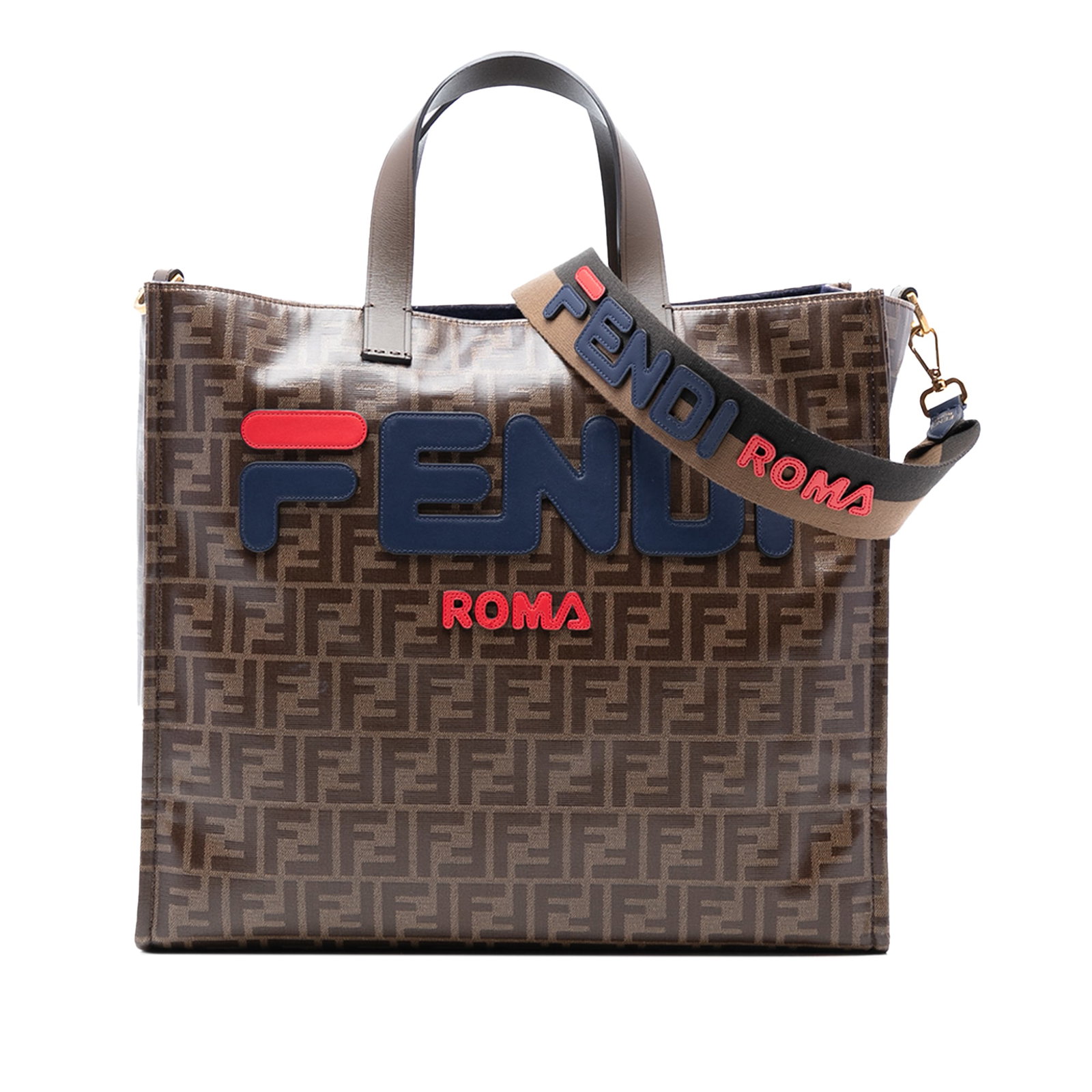 Fendi Mania FF 1974 Coated Canvas Large Shopping Tote Bag: Fendi Mania FF 1974 Coated Canvas Large Shopping Tote Bag This Fendi FILA Glazed Fabric FF 1974 Mania Shopping Tote features a coated canvas body with flat leather straps, a detachable flat strap, an 