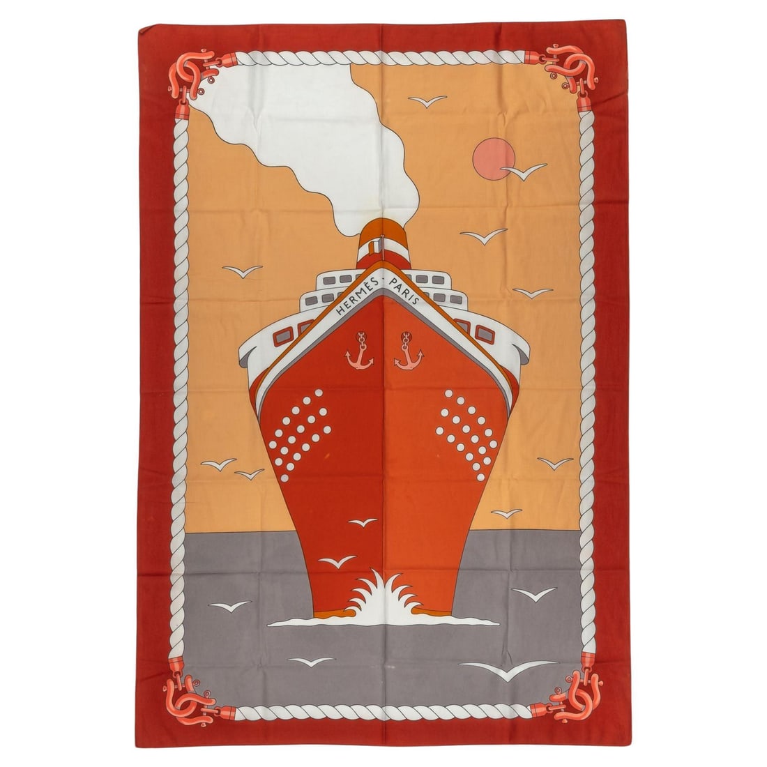 Hermes Drop de Plage Rust Beach Sarong 38 x 56 in France: Hermes Drop de Plage Rust Beach Sarong 38 x 56 in France Elevate your beachwear with this stunning Hermes Drop de Plage Cruise Ship beach sarong. Crafted in France during the 21st century, this sarong