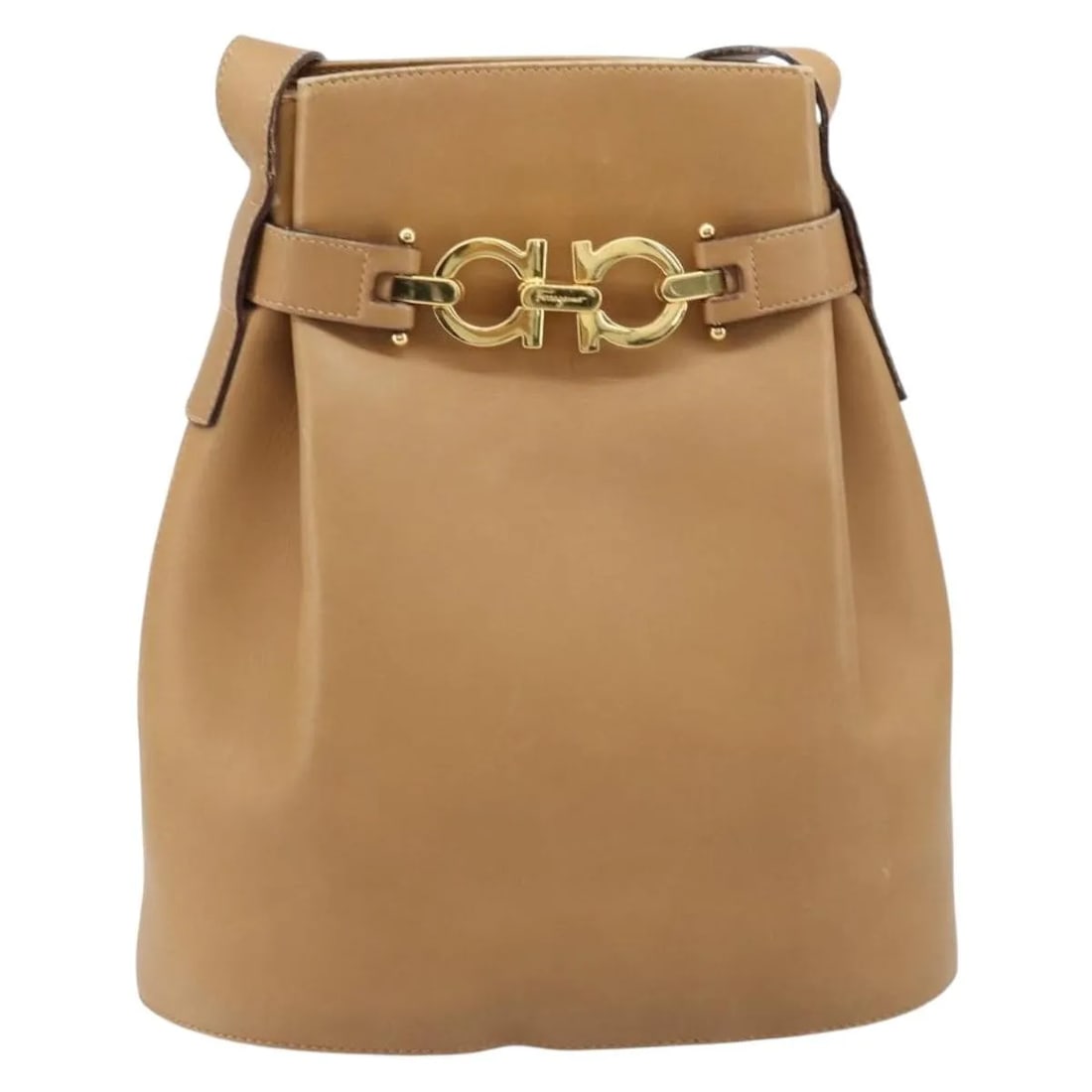 Beige Leather Shoulder Bag Salvatore Ferragamo Gancini (1 of 18)
