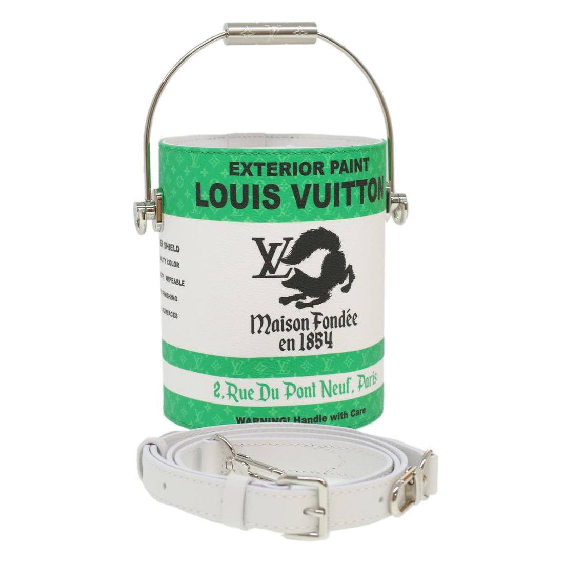 Louis Vuitton M81592 Monogram Can Handbag 2way Green PVC Leather: Louis Vuitton M81592 Monogram Can Handbag 2way Green PVC Leather Louis Vuitton Monogram Painted Can 2-way handbag in green PVC leather and Monogram canvas. This women's handbag is made in Italy and in