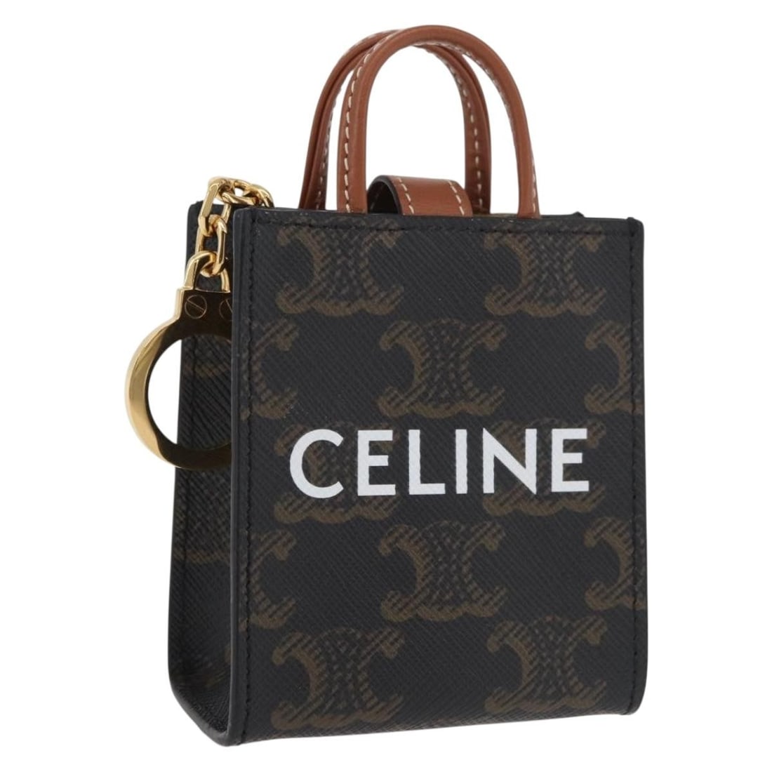 CELINE Triomphe Micro Vertical Cabas Charm Brown PVC Leather