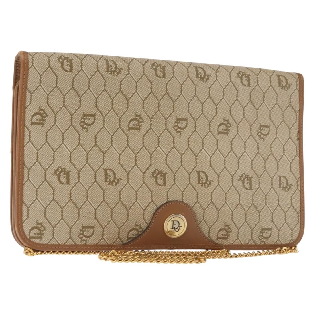 Beige Christian Dior shoulder bag in honeycomb canvas and PVC leather: Beige Christian Dior shoulder bag in honeycomb canvas and PVC leather Christian Dior shoulder bag in beige PVC leather and honeycomb canvas. Made in France, it features a shoulder strap with an approx