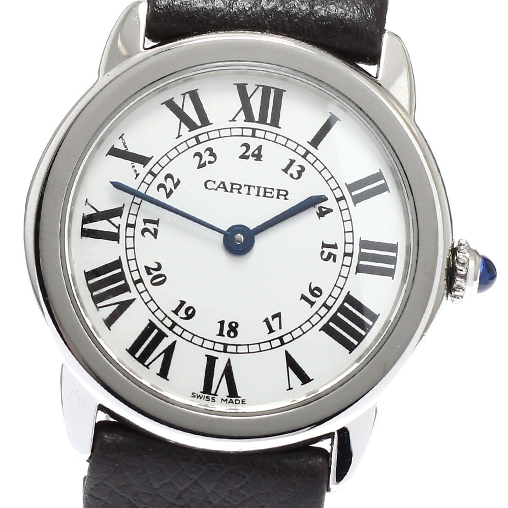 Cartier Ronde Solo SM W6700155 Women's Quartz Wristwatch: Cartier Ronde Solo SM W6700155 Women's Quartz Wristwatch Cartier Ronde Solo SM women's quartz wristwatch, model W6700155, in pre-owned condition. It features a stainless steel case, silver dial, leath