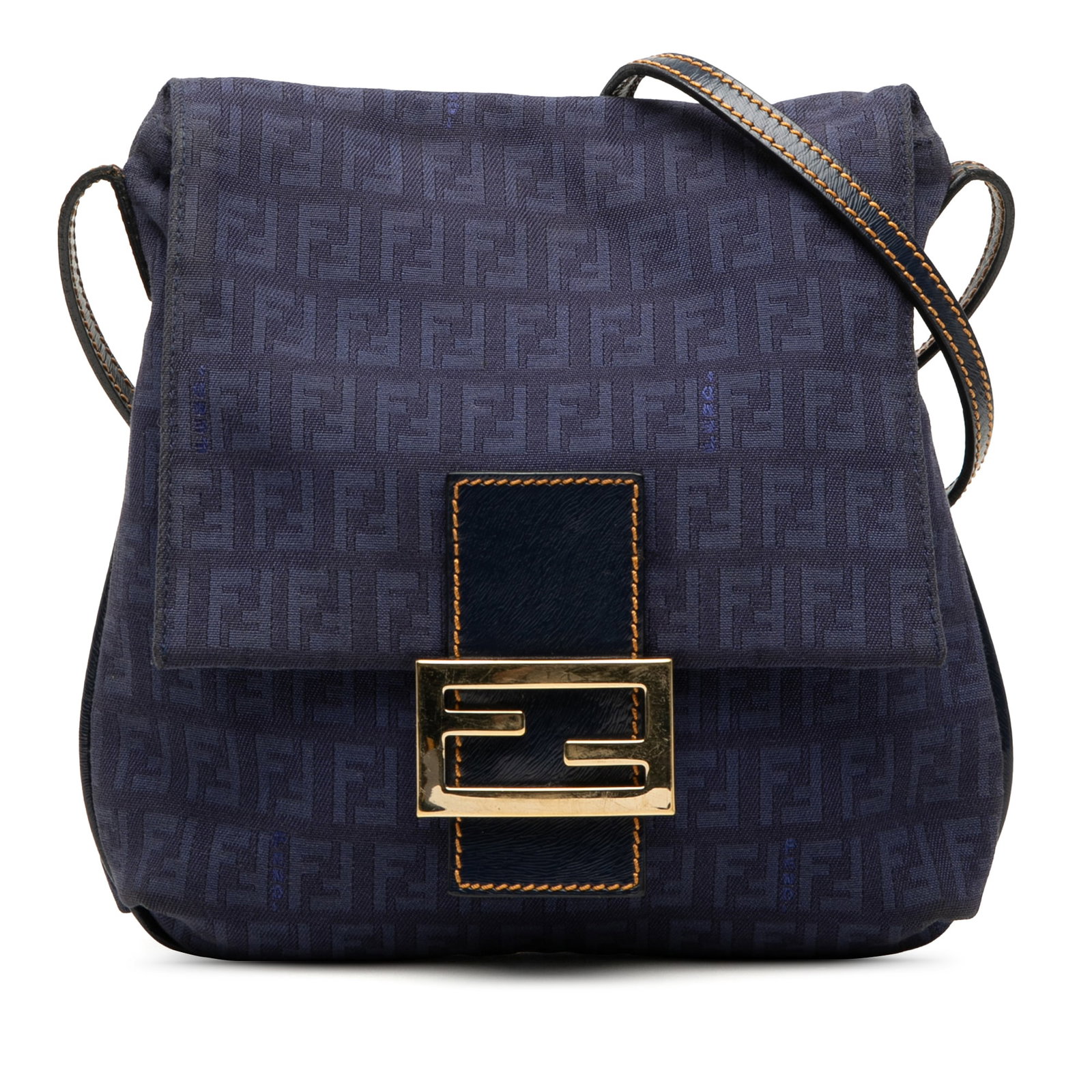 Fendi Zucchino Blue Canvas Flap Crossbody Bag: Fendi Zucchino Blue Canvas Flap Crossbody Bag Fendi Zucchino Canvas Crossbody bag in blue, made in Italy. It features a canvas body, an adjustable flat leather strap, a front flap with magnetic snap c