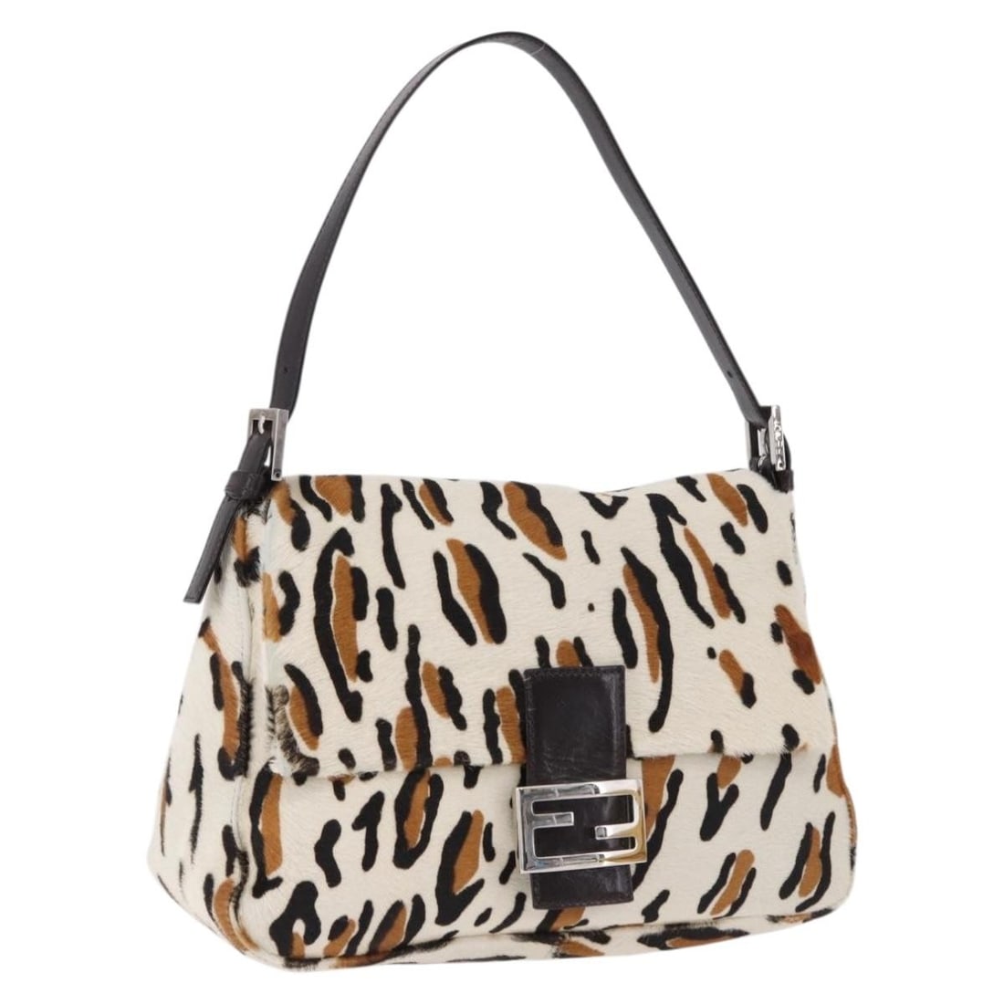 Fendi Mamma Baguette Shoulder Bag White Silver Leopard Harako (1 of 18)