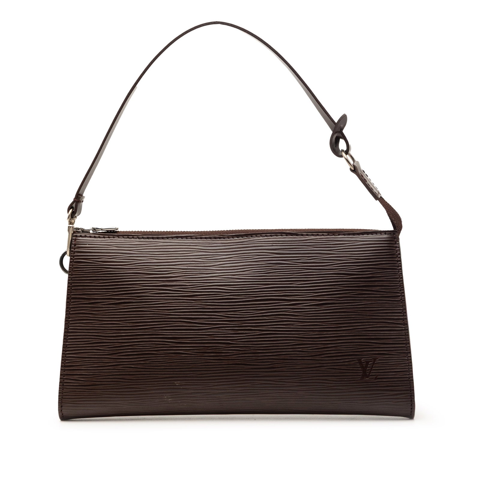 Louis Vuitton Epi Leather Brown Pochette Accessoires Bag: Louis Vuitton Epi Leather Brown Pochette Accessoires Bag This Louis Vuitton Epi Pochette Accessoires features a durable epi leather body in brown, complemented by a flat shoulder strap and a secure to