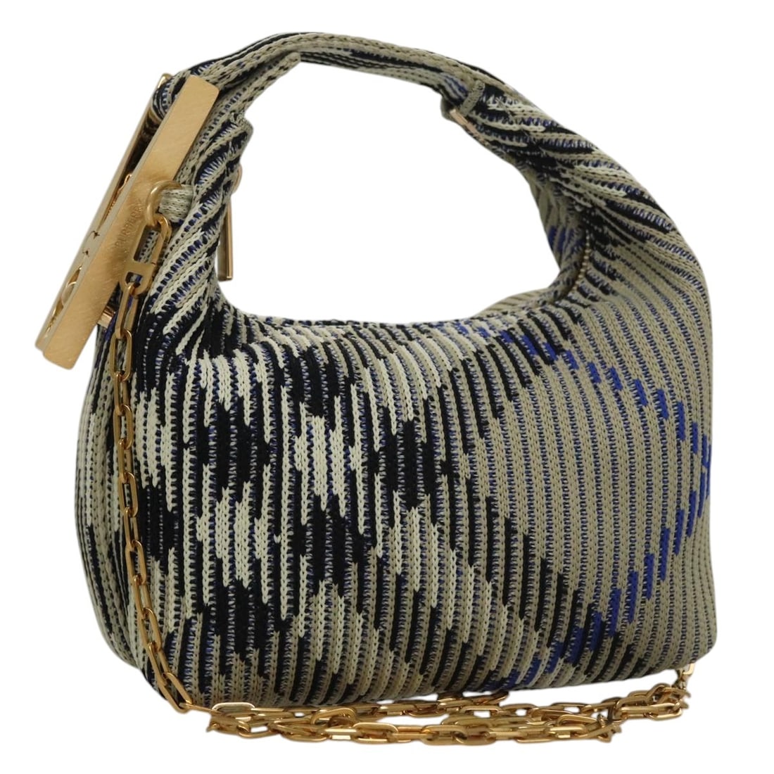 BURBERRY Mini Peg gray canvas chain handbag with dust bag (1 of 18)
