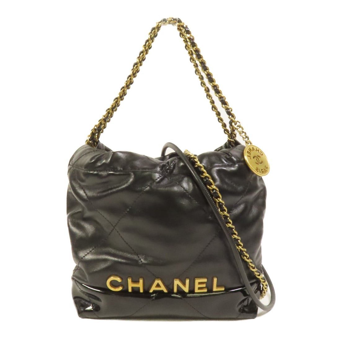 CHANEL AS3980 Mini 22 Shoulder Bag Black Calfskin CC GHW (1 of 16)