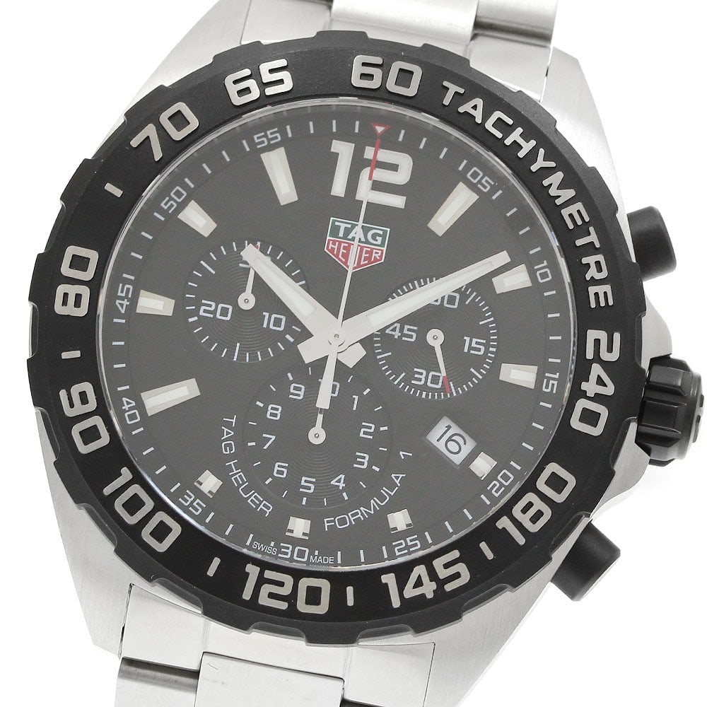 TAG Heuer Formula 1 CAZ1010.BA0842 mens quartz chronograph watch: TAG Heuer Formula 1 CAZ1010.BA0842 mens quartz chronograph watch This TAG Heuer Formula 1 men's wristwatch is a pre-owned quartz chronograph with date and small seconds functions. It features a black 