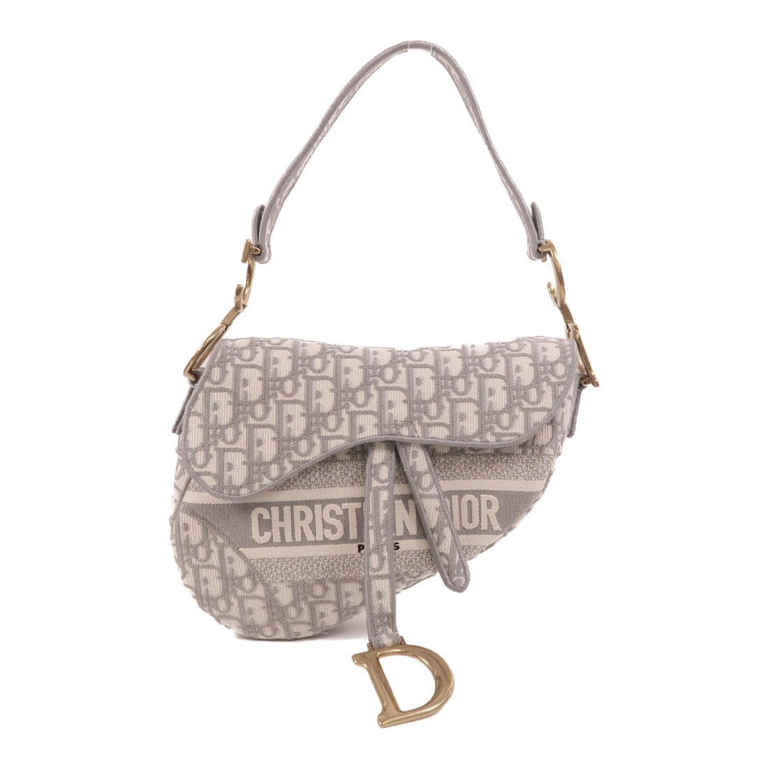 Dior M0446CRIW_M932 Medium Saddle Shoulder Bag Gray Canvas CD GHW: Dior M0446CRIW_M932 Medium Saddle Shoulder Bag Gray Canvas CD GHW Christian Dior Saddle medium shoulder bag in gray canvas. The bag features a flap pocket and comes with storage bags and guarantee. Co