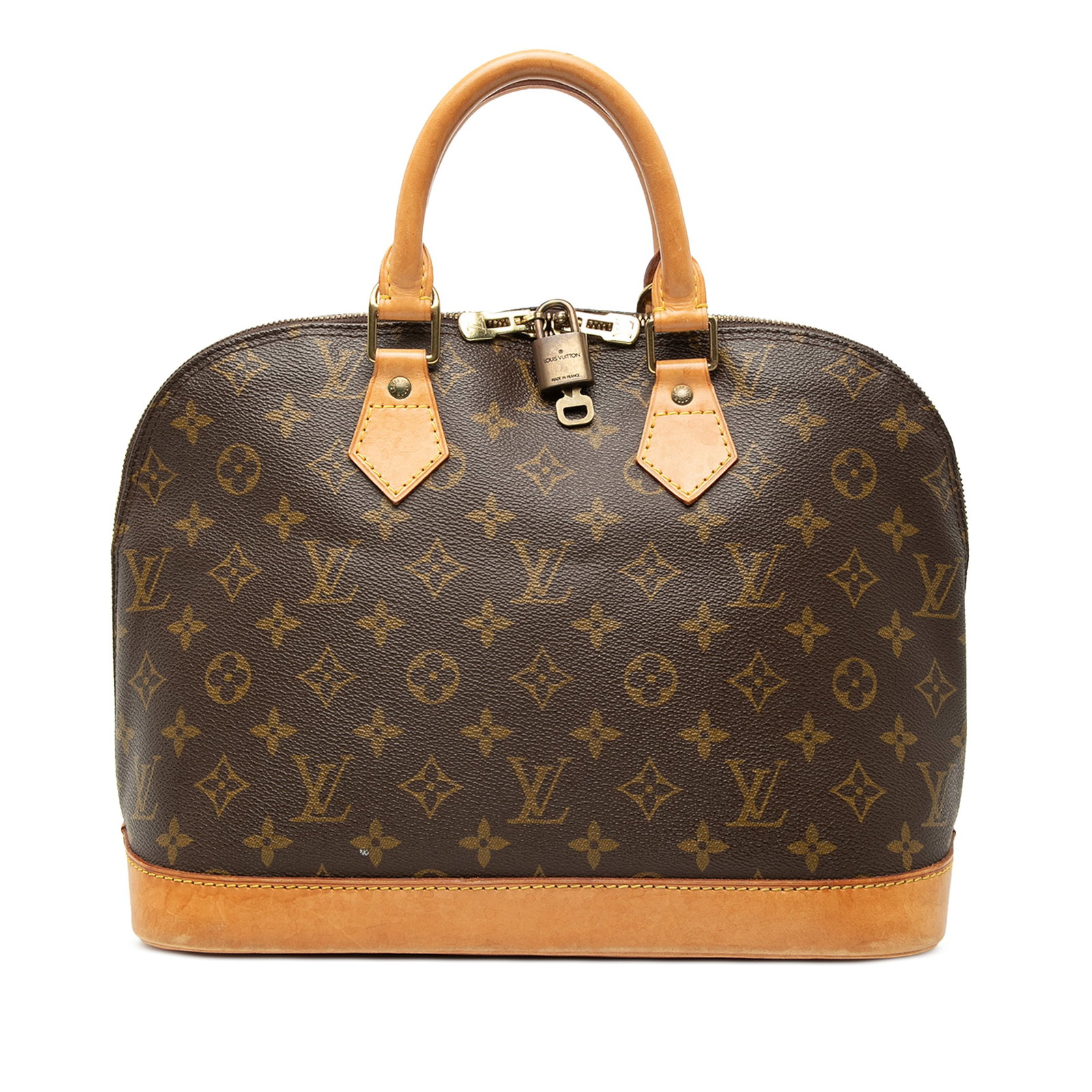 Louis Vuitton Alma PM Monogram Canvas Handbag: Louis Vuitton Alma PM Monogram Canvas Handbag Louis Vuitton Monogram Alma PM bag featuring a monogram canvas body with vachetta leather trim, rolled vachetta leather handles, a top zip closure, and an