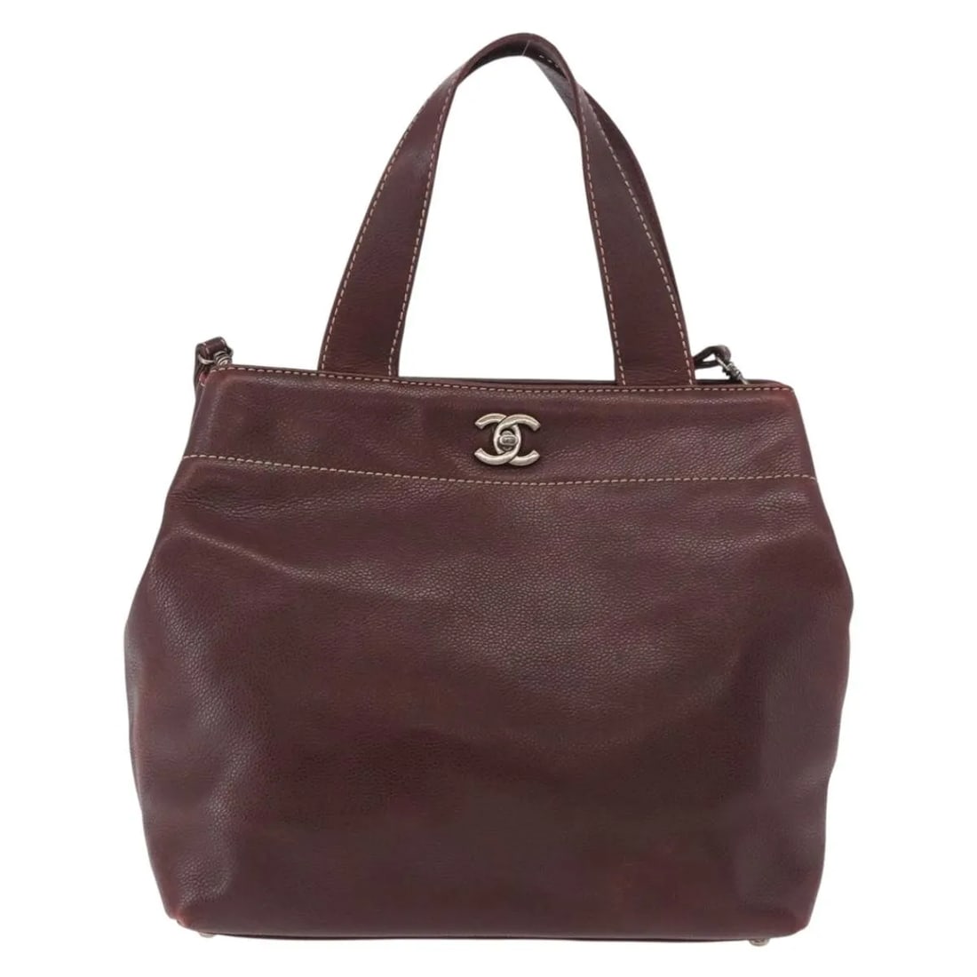 Chanel Vintage CC Lock Leather Tote Bag Brown (1 of 18)