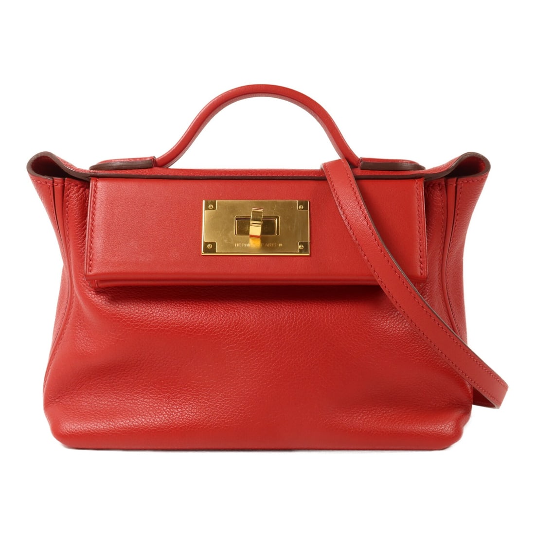 Hermes Mini 24 24 Swift Calfskin Shoulder Bag Rouge Piment GHW (1 of 14)