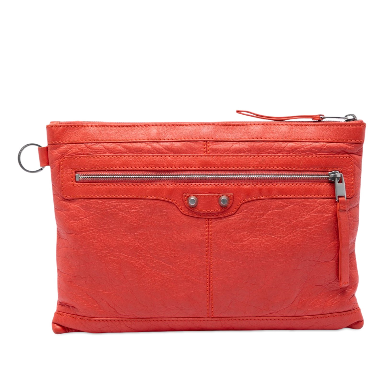Orange leather clutch Balenciaga Classic Clip M Motocross (1 of 6)