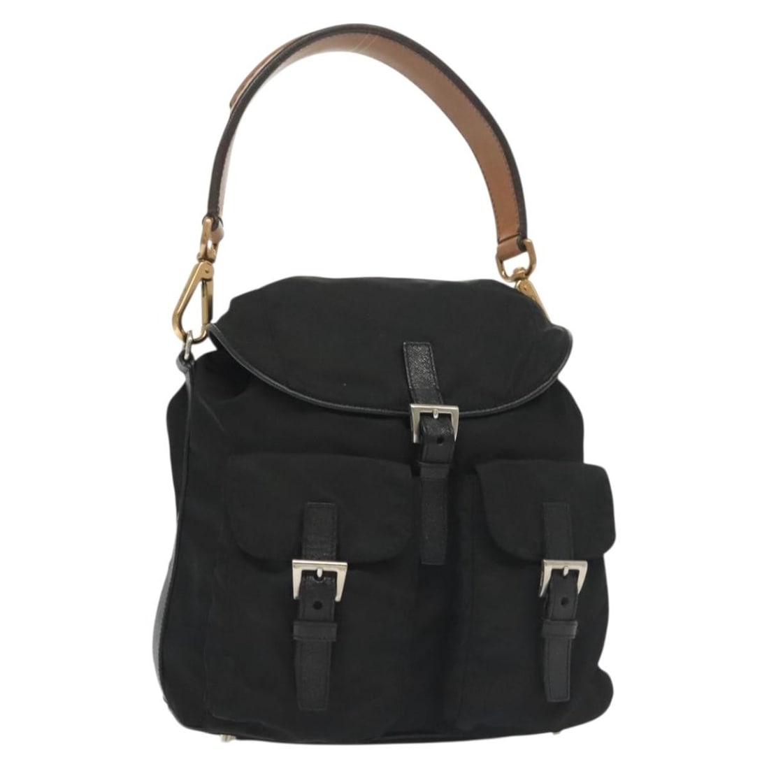 PRADA Black Nylon Shoulder Bag with Guarantee Card Silver Tone: PRADA Black Nylon Shoulder Bag with Guarantee Card Silver Tone Prada shoulder bag in black and silver nylon, made in Italy. It comes with a guarantee card and is described as a reasonable wear-and-tea