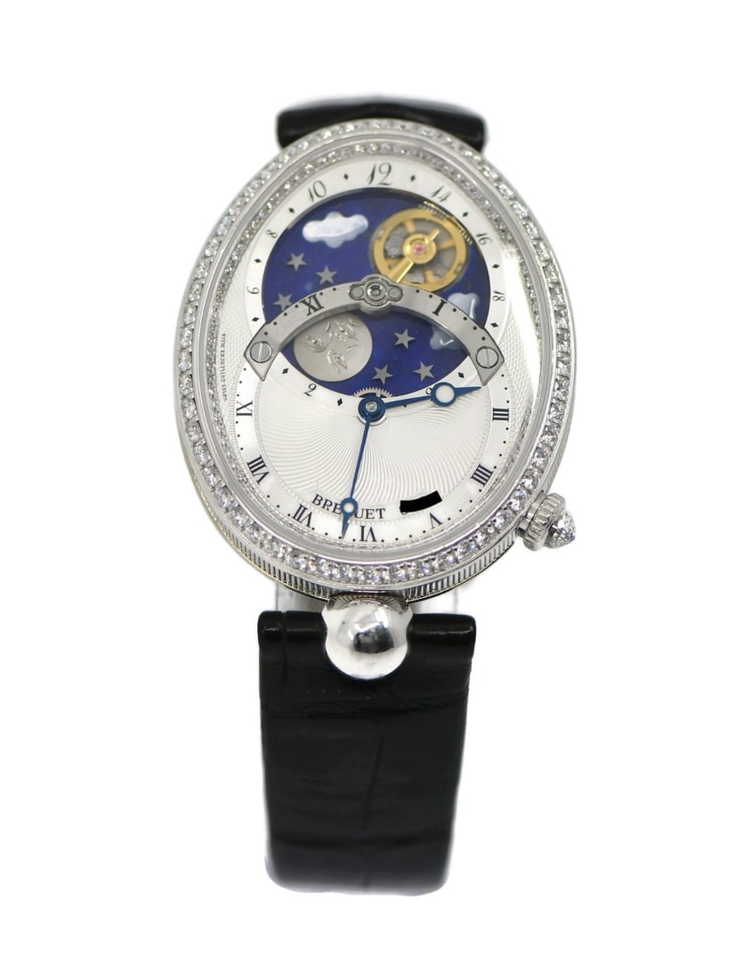 Breguet Naples 18K White Gold Diamond Watch 8998BB with Box and Papers: Breguet Naples 18K White Gold Diamond Watch 8998BB with Box and Papers This exquisite Breguet Naples watch is a stunning example of luxury timekeeping, featuring a refined mechanical (automatic) movem