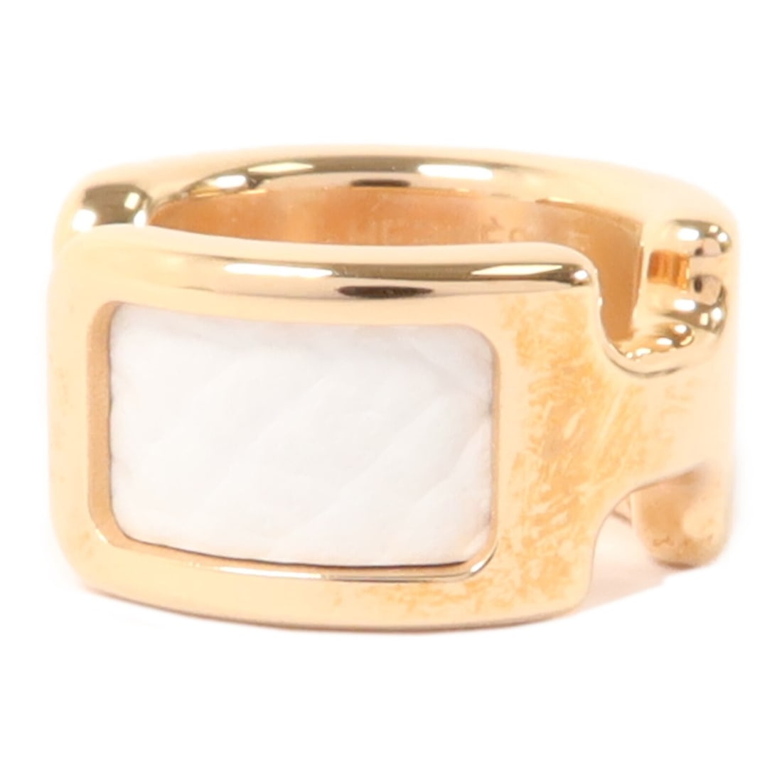 Hermes Olympe White Epsom Leather Ear Cuff with Metal: Hermes Olympe White Epsom Leather Ear Cuff with Metal Hermes Olympe Ear Cuff in white Epsom leather and metal. This women's earring is described as a regular size piece with no stone and comes in very
